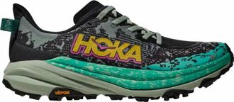 Hoka One One Womens Speedgoat 6 Running Shoes In Black / Aloe Vera