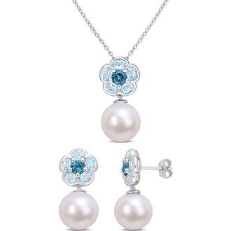 Delmar London Blue Topaz 11-12mm Cultured Pearl Drop Earrings at Nordstrom Rack