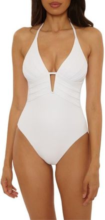 BECCA by Rebecca Virtue Modern Edge Rib One-Piece Swimsuit in White at Nordstrom, Size Medium