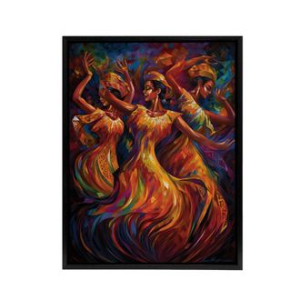 Artery8 Latino Salsa Music Dance Colourful Framed Canvas Abstract Wall Art Print | Size: W24 x H32