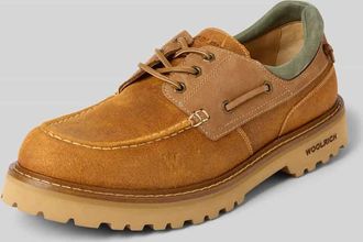 Woolrich Bootsschuhe aus Leder mit profilierter Sohle in Cognac, Gr&ouml;&szlig;e 40