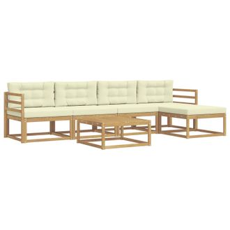 vidaXL Conjunto De Sof&aacute;s De Exterior 6 Pcs Blanco Y Crema Vidaxl