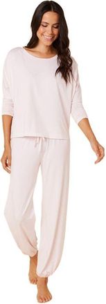 The Cats Pajamas Pima Knit Holiday Pullover Set in Classic Pink Moment at Nordstrom, Size Xx-Large