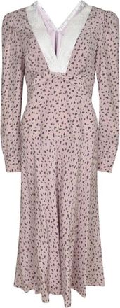 Alessandra Rich Kleine Jurk met Rozenprint - Dames - Casual kleedjes - Paars - S - Katoen - Kleedjes