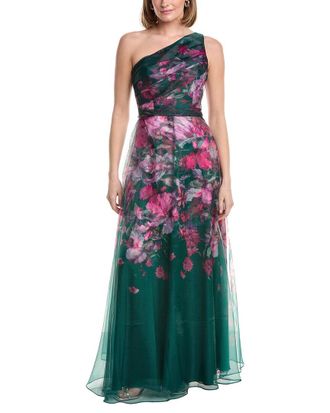 Rene Ruiz One-Shoulder 3D Applique Floral A-Line Gown