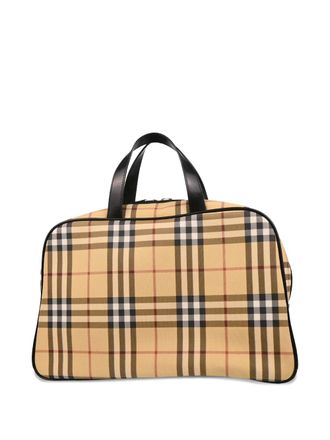 Burberry 1990-2000s Vintage Check pattern duffle bag - unisex - PVC/Leather - One Size - Neutrals