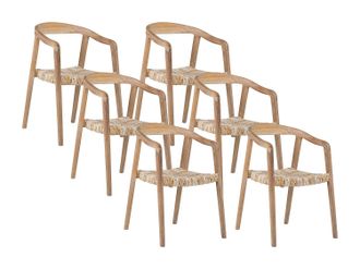 Vente-Unique Conjunto de 6 sillas con reposabrazos de teca - Natural claro - JUNARIA