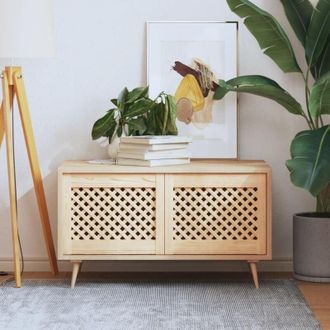 vidaXL Vidaxl - Puertas De Armario Entramado 2 Uds Madera Pino 49,5x39,5 Cm