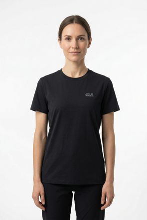Jack Wolfskin T-Shirt JACK WOLFSKIN ESSENTIAL T W, Damen, Gr. L (42/44), schwarz, Obermaterial: 100% Baumwolle, normal, Rundhals, Shirts T-Shirt