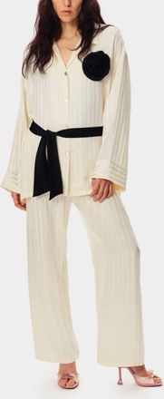 Sleeper The Rose Oversized Satin Pajama Set In Cream