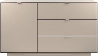 Calicosy Aparador de 1 puerta, 3 grandes cajones beige, L160 cm