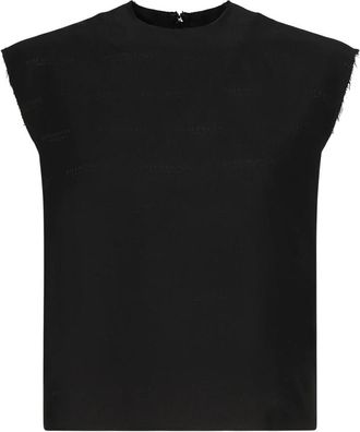 Balenciaga Logo-print Top zonder mouwen - Dames - Tops zonder mouwen - Zwart - M - Leer - Tops