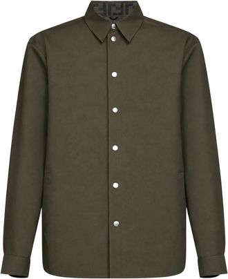 Fendi Blouson - Heren - Casual Overhemden - Groen - M - Polyester - Overhemden