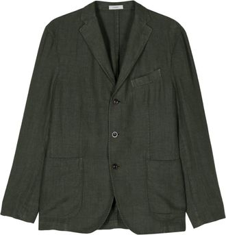 Boglioli linen single-breasted blazer - men - Cupro/Linen/Flax - 50 - Green