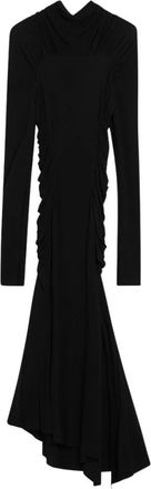 Victoria Beckham Jurk met Lange Mouwen en Plooiwerk - Dames - Casual kleedjes - Zwart - 2XS - Kleedjes