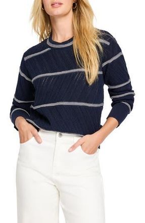 Nic+Zoe Stripe Pointelle Stitch Sweater in Indigo Multi at Nordstrom Rack, Size Xx-Large