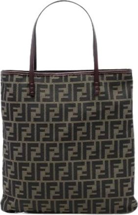 Fendi Pre-owned Tote Bags, female, Brown, Size: ONE SIZE Pre-owned Canvas Tote Bag