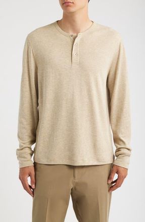Vince Long Sleeve Pima Cotton & Modal Henley in Terrapin at Nordstrom, Size Xx-Large