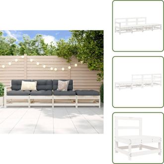 vidaXL The Living Store Set Salotto da Giardino 4 pz Bianco in Legno Massello di Pino - Salotto da giardino