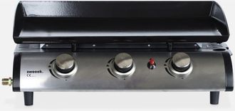 Alice's Garden Plancha De Gas Con 3 Quemadores De Acero Inoxidable, 7.5kw, Porthos 3, Negro, 65x45x25.5 Cm