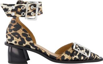 Ganni Chunky Buckle Open Cut Sandalen - Dames - Pumps - Beige - 37 EU - Schoenen