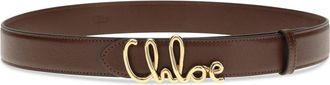 Chlo&eacute; Womens Iconic Leather Belt Crafty Brown Calf Bos Taurus E Braces