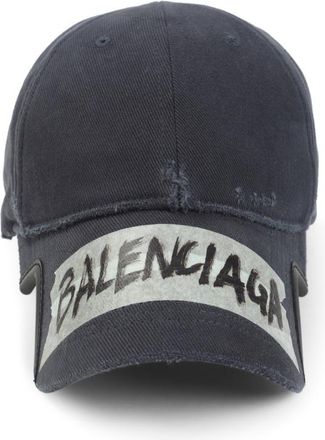 Balenciaga Black Logo Ribbed Baseball Hat