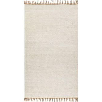 Beliani Beliani - Alfombra De Yute Beige Claro Marr&oacute;n 80 X 150 Cm Hecho A Mano Borlas Lunia