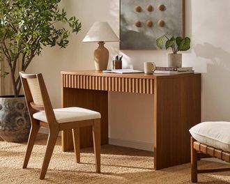 Castlery Sloane Desk with 2 Drawers, Walnut for Office, Brown, Castlery