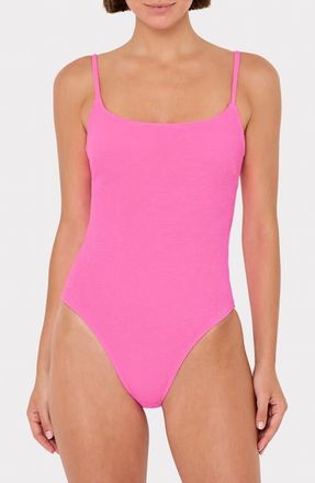 Milly Grace Solid Textured One-Piece Swimsuit in Pink at Nordstrom, Size Large
