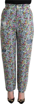 Dolce & Gabbana High Waist Denim Tapered Jeans - Dames - Loose Fit Jeans - Veelkleurig - S - Denim - Jeans