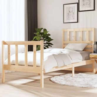 Berkfield Home Bed Frame 75x190 cm Small Single Solid Wood in Brown
