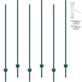 OEM Postes De Cerca De Metal 182,88 Cm Postes De Cerca De Acero Al Carbono Resistentes 6 Piezas Postes De Metal Para Jard&iacute;n, C&eacute;sped, Granjas, Cercas Al Ai