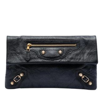 Balenciaga Pre-owned Clutches, female, Black, Size: ONE SIZE Pre-owned Motocross Envelope Clutch