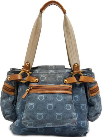 Ferragamo Borsa a spalla con motivo Gancini anni 2000 - Blu