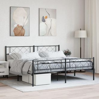 Berkfield Home Metal Bed Frame with Headboard & Footboard Black 183x213 cm