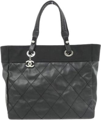 Chanel Pre-owned Tote Bags, female, Black, Size: ONE SIZE Pre-owned Paris Biarritz Canvas Tote Bag