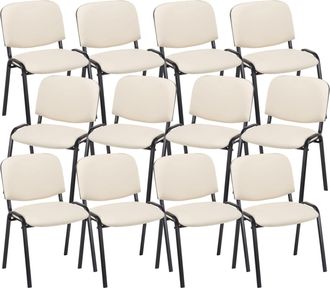 Clp Pack De 12 Sillas Confidente Ken En Simil Cuero Crema
