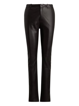 Ralph Lauren Collection flat-front leather trousers - women - Sheepskin - 6 - Brown