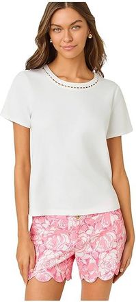 Lilly Pulitzer Clairmont Pearl Knit Top Womens Clothing Resort White : XXS, Cotton