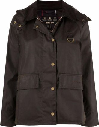 Barbour Jassen, Dames, Groen, M, Katoen, Groene Gewaxte Hoodiejas