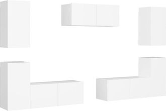 vidaXL 7 Piece TV Cabinet Set White Engineered Wood vidaXL