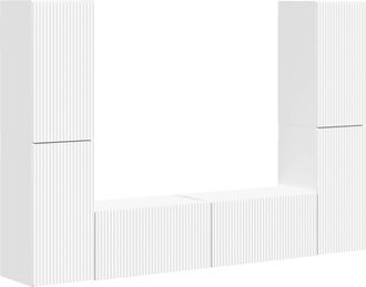 vidaXL Conjunto De Mueble De Tv 6 Uds. Blanco Madera De Ingenier&iacute;a Vidaxl