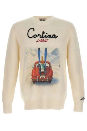 MC2 Saint Barth Cream Wool-Blend Graphic Print Sweater