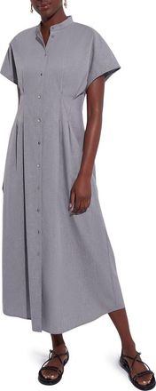 Misook Button-Up Cotton Midi Dress in Black/White at Nordstrom, Size X-Small