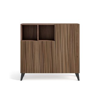 HERDASA Zapatero melamina nogal puertas efecto vallado nogal 87x90x27cm