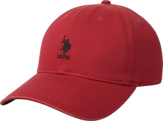 U.S.Polo Association Small Polo Pony Logo Baseball Hat, 100% Cotton, Adjustable Cap, Crimson, One Size