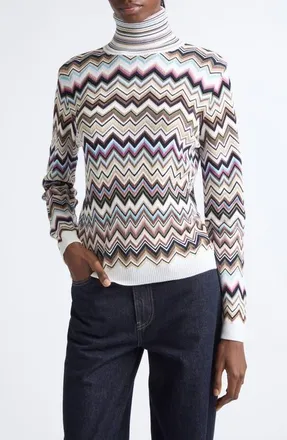 Missoni Zigzag Stripe Turtleneck Sweater in Smspl at Nordstrom, Size 44