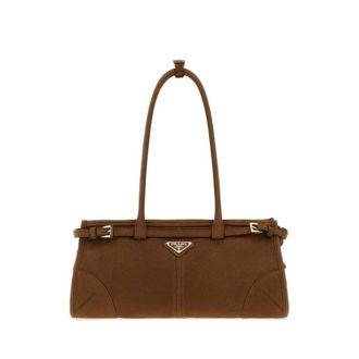 Prada Brown Nabuk Prada Bonnie Shoulder Bag Cacao Borse A Mano