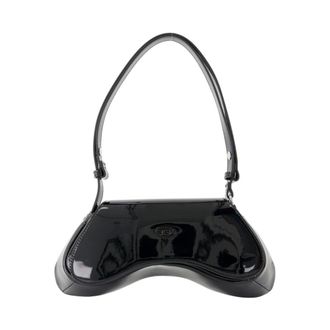 Diesel Shoulder Bags, female, Black, Size: ONE SIZE Black Synthetic Shoulder Bag with Flap